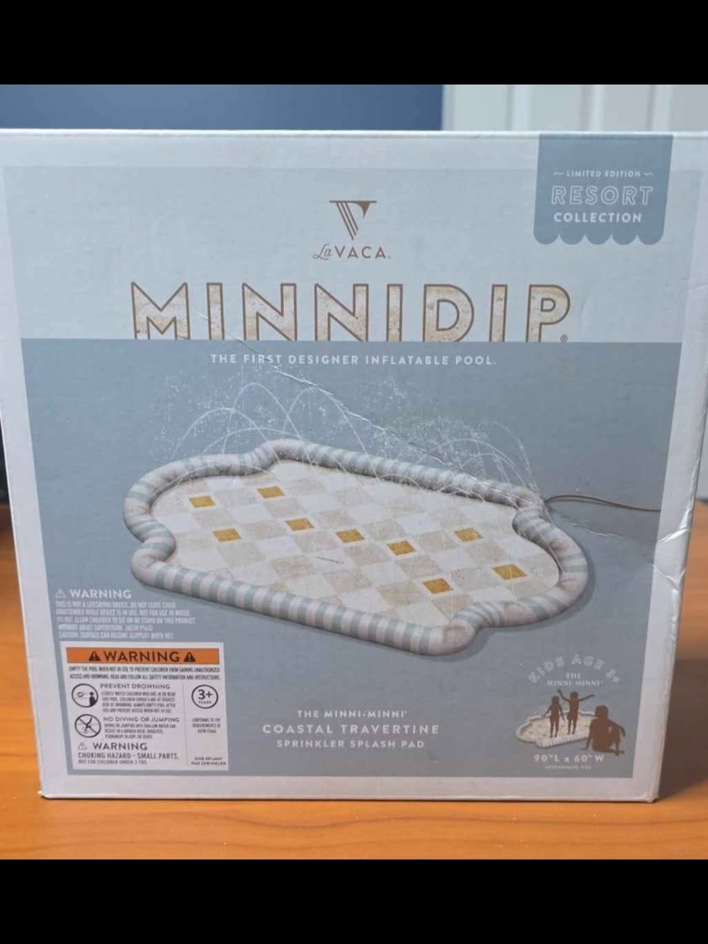 MINNIDIP Coastal Travertine Inflatable Sprinkler Splash Pad - Beige & Gold